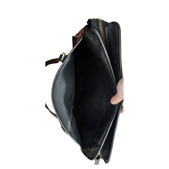 Coach Rare Vintage Black Leather Briefcase Laptop Bag Attache Tote Made In USA - Picture 8 of 16